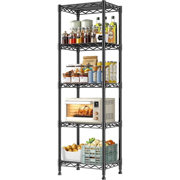 5-Tier Wire Shelving with Anti-Tip Screws Adjustable