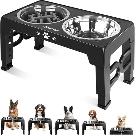 Elevated Dog Feeder with Adjustable Stand and Bowls