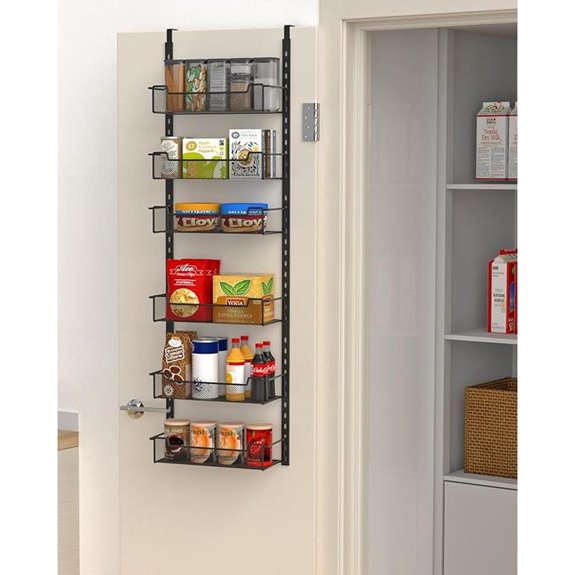 Over-the-Door Pantry Organizer 6-Tier Adjustable Baskets Black