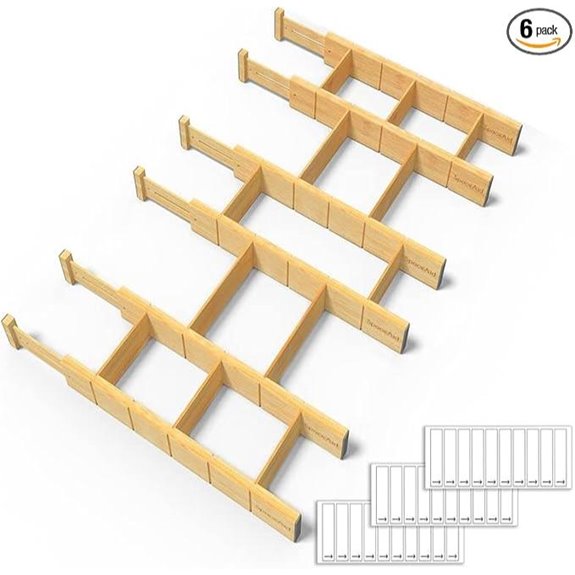 SpaceAid Bamboo Drawer Dividers with Inserts (6 Dividers)