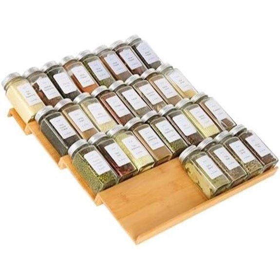 Bamboo Spice Drawer Organizer 4 Tiers 32 Jars