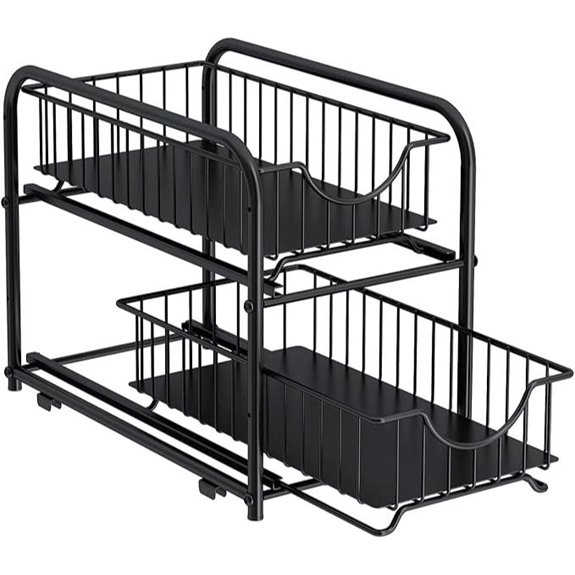 AIYAKA Pull-out Cabinet Organizer 2-Tier Drawer Black