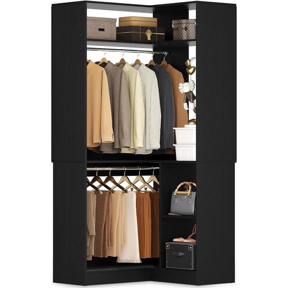 Aheaplus Corner Closet System with Shelves Black