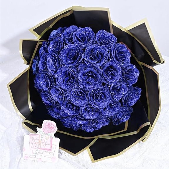 Waipfaru Glitter Roses Bouquet – 24 Blue Roses