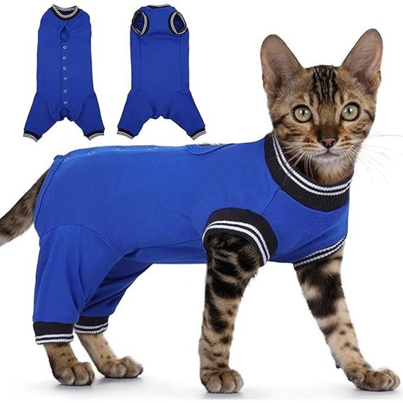PUMYPOREITY Cat Recovery Suit with Leg Sleeves (Blue)