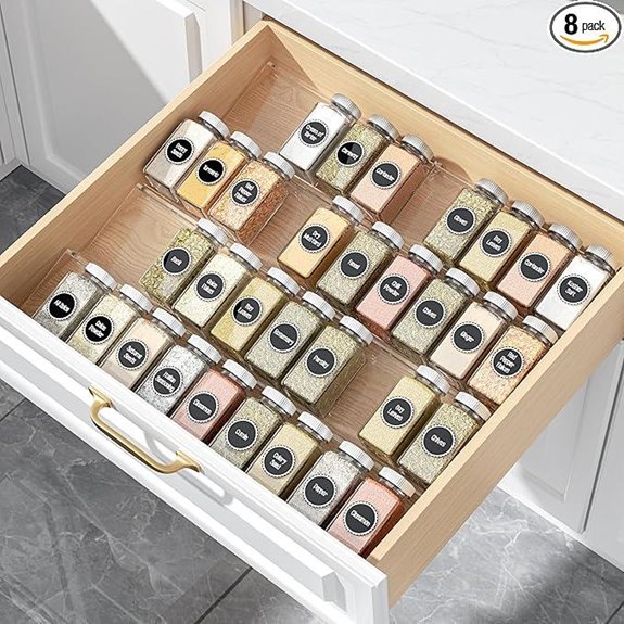 MIUKAA Clear Acrylic Spice Drawer Organizer (4 Tier)