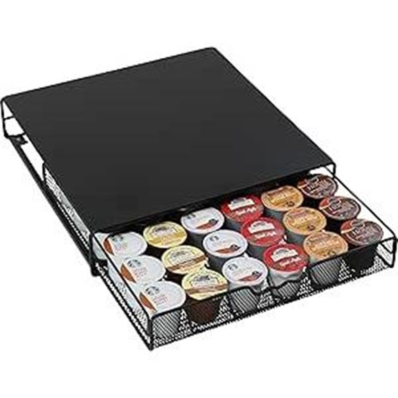DecoBrothers K-Cup Holder Drawer for 36 Coffee Pods Storage Black