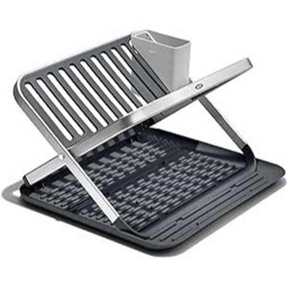 OXO Fold Flat Dish Drying Rack with Drainboard