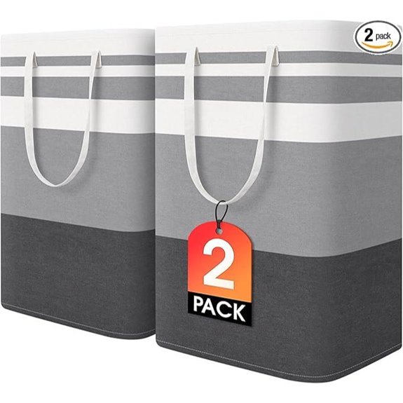 HomeHacks 2-Pack Large Laundry Baskets Collapsible Grey 75L