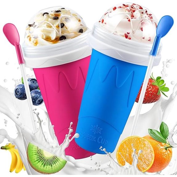 2 Pack Slushy Cups for Frozen Drinks (Blue & Pink)