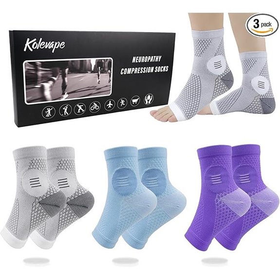 Neuropathy Socks: Ankle Sleeve Compression Foot Brace (3 Pairs)