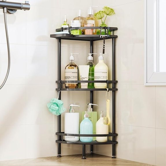 HapiRm Standing Corner Shower Caddy with Hooks