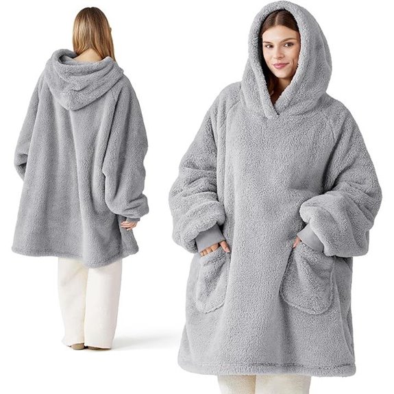 Bedsure Wearable Blanket Hoodie—Cozy Grey Gift for Women
