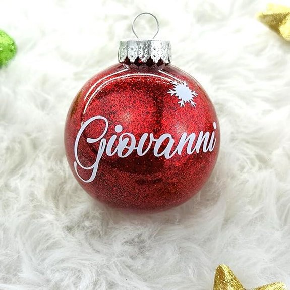 Personalized Christmas Ornament with Custom Name Glitter Ball