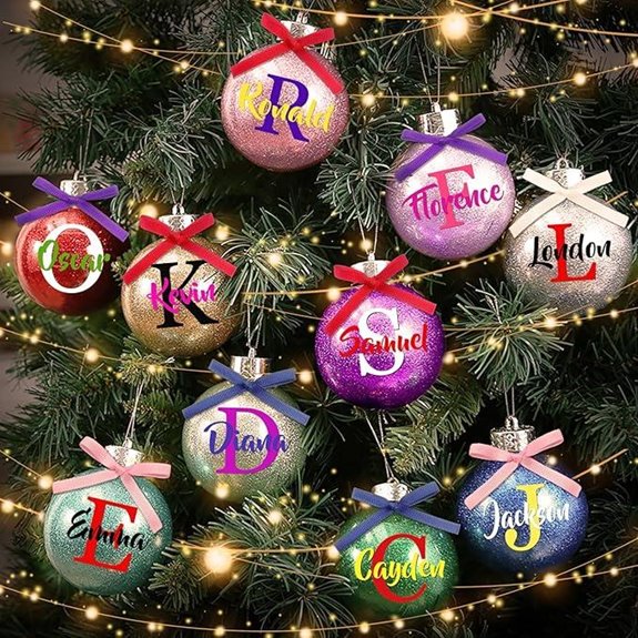 Personalized Christmas Ornaments with Names and Glitter Decor