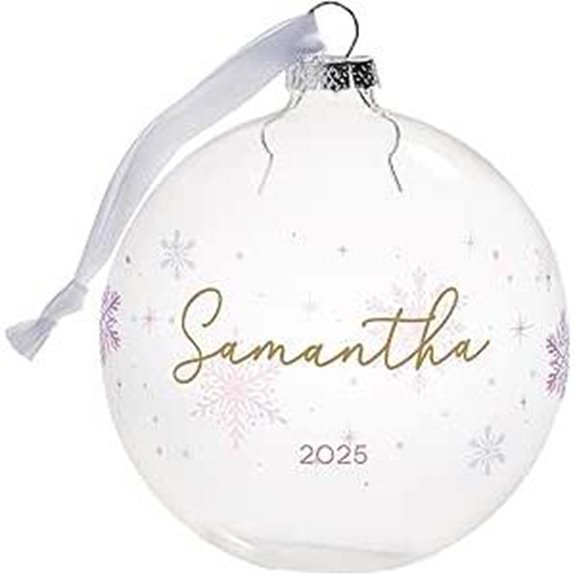Personalized Frosted Glass Bulb Ornament with Name Year