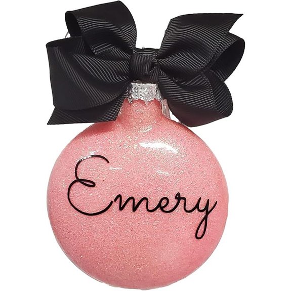 Personalized Glitter Christmas Ornament - Ballet Pink