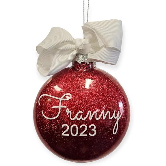 Personalized Glitter Christmas Ornament - Red Gift