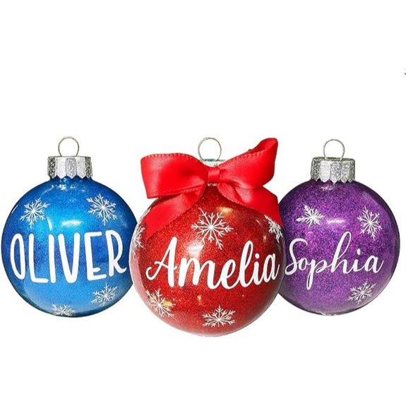 Personalized Glitter Christmas Ball Ornament (3 Colors)