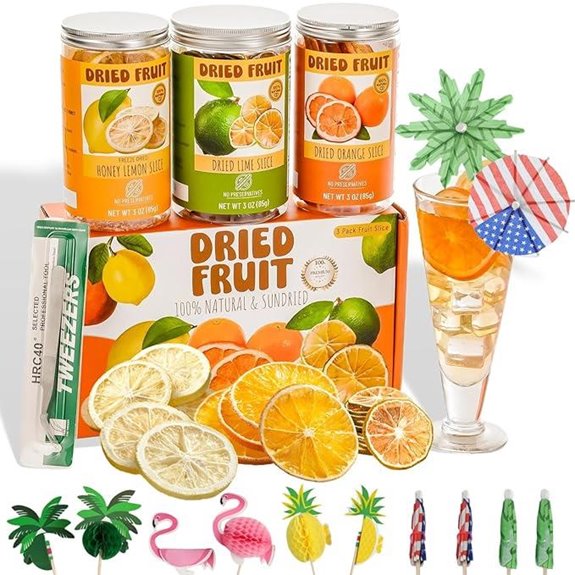 Dehydrated Fruit Garnish Set with Umbrellas (10)
