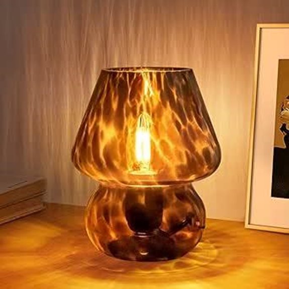 ONEWISH Murano-Style Dimmable Mushroom Lamp (Black)