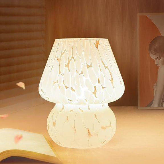 Mushroom Lamp Nightstand Dimmable Glass Desk Light