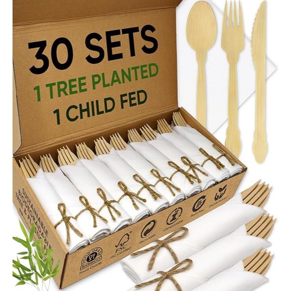 Biodegradable Napkin & Bamboo Cutlery Set (30 Pack)