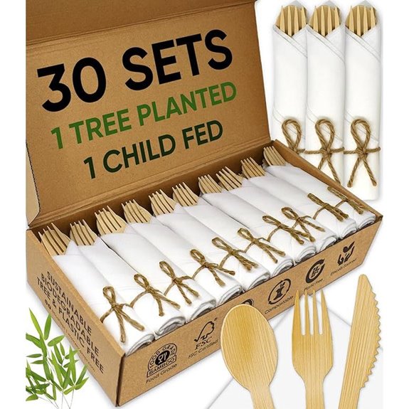 Biodegradable Napkin & Bamboo Cutlery Set (30 Pack)