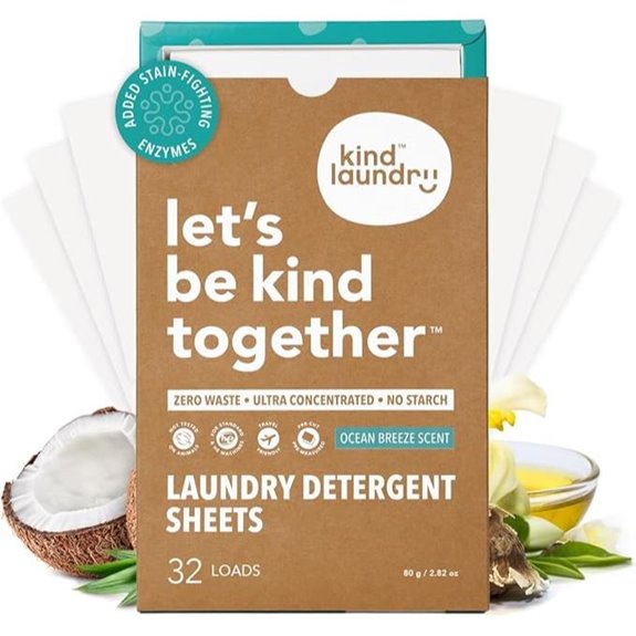 Kind Laundry Detergent Sheets with Enzymes Ocean Breeze (32 Loads)