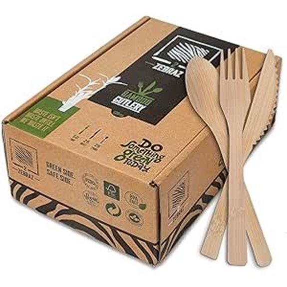 Bamboo Cutlery Set 100 Pieces for Parties