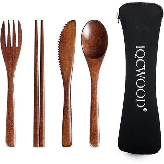 Portable Wooden Cutlery Set – 4-Piece Travel Kit