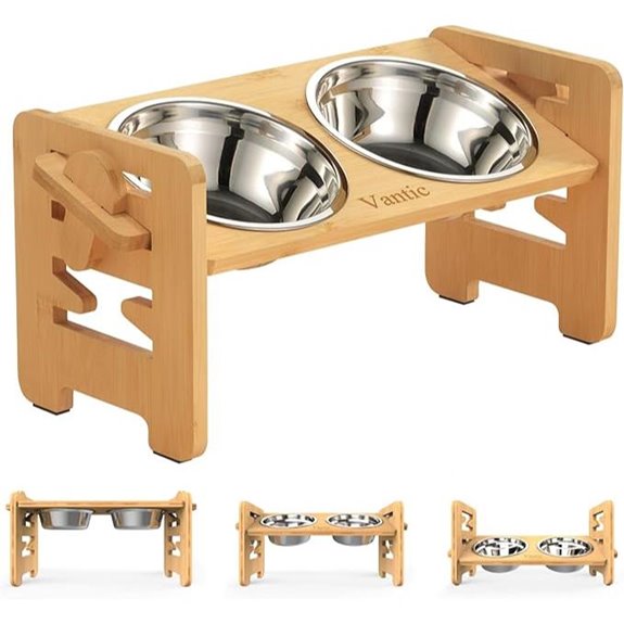 Vantic Elevated Dog Bowls with Dishes (Bamboo)