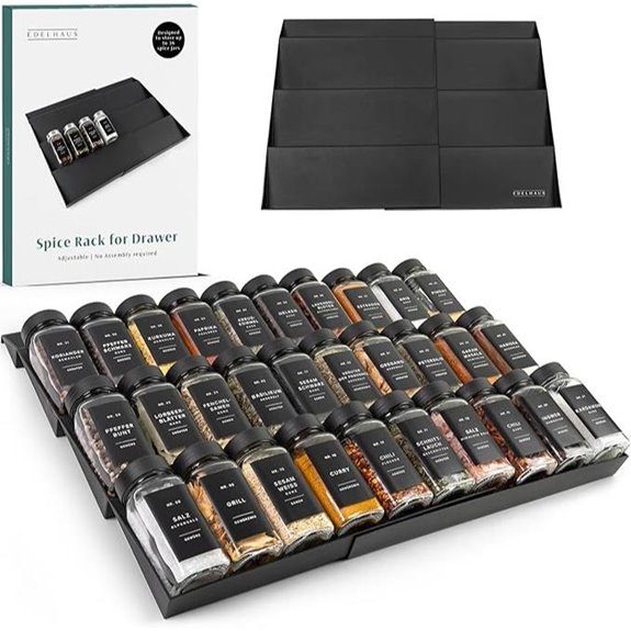 Expandable Spice Drawer Organizer for Drawer (Black)