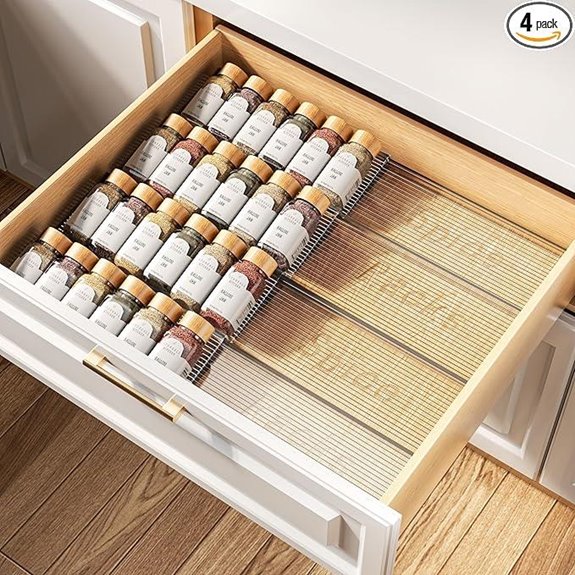 4-Tier Clear Spice Drawer Organizers (Expandable 11