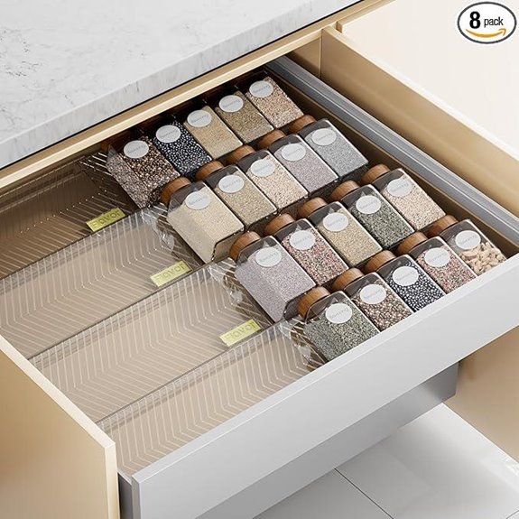 Spice Drawer Organizer 8-Pack Expandable Spice Rack