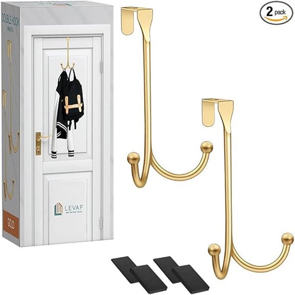 2-Pack Over Door Hooks with Pads Gold