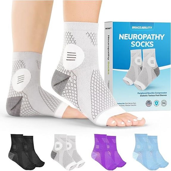 BraceAbility Neuropathy Socks for Nerve Pain (L - Gray)