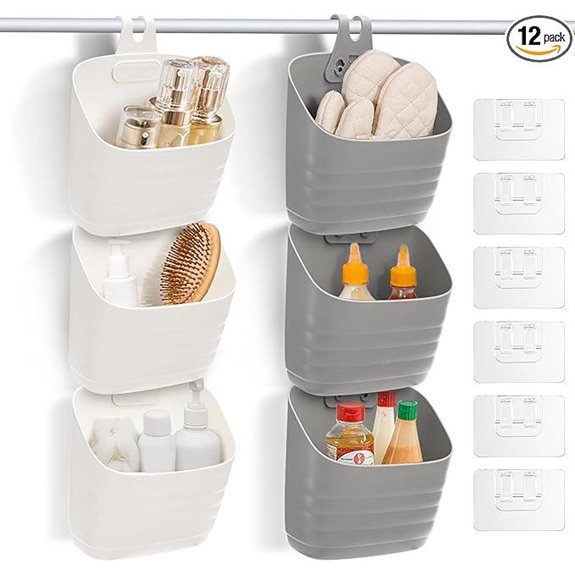 6-Pack Plastic Hanging Baskets Organizer with Hooks