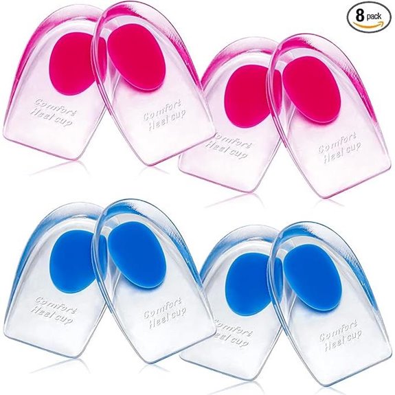 Gel Heel Pads for Achilles & Plantar Fasciitis Relief (8 Pack)