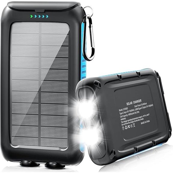 Solar Charger Power Bank 49800mAh with USB-C 15W Flashlight