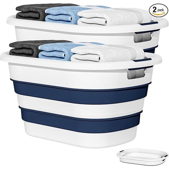 Collapsible Laundry Baskets with Large Capacity 2-Pack Blue