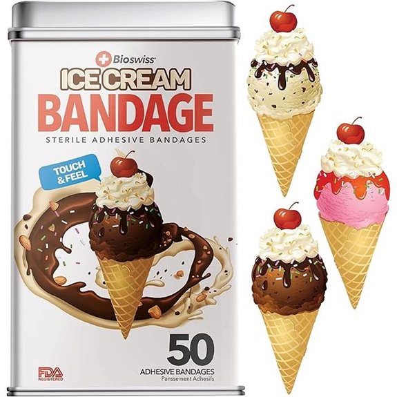 BioSwiss Ice Cream Bandages – Latex-Free Wound Care (50)