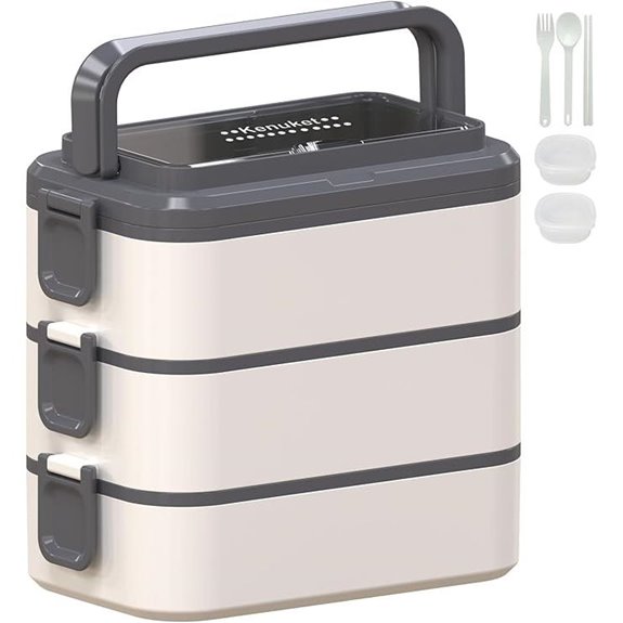 Stackable Bento Box Lunch Container with Utensil Set