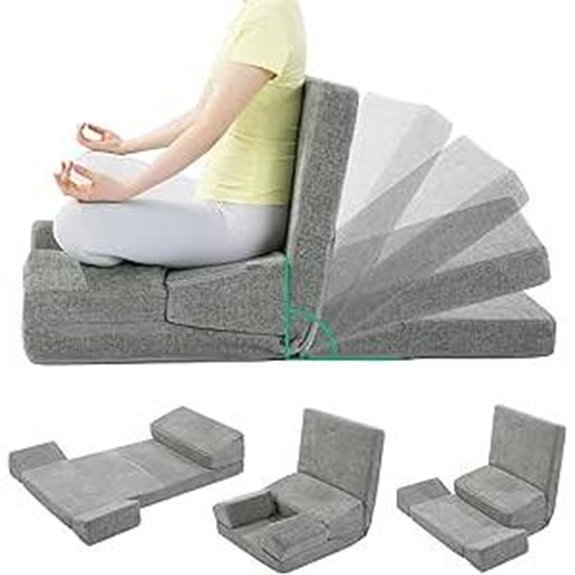 HOMYBS Pro Meditation Cushion with Back Support (Grey)