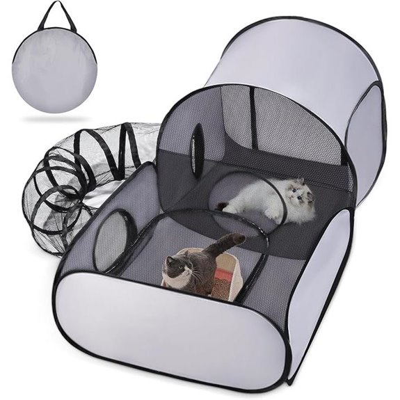 Pet Playpen with Tunnel—Medium Indoor/Outdoor Cat Enclosure