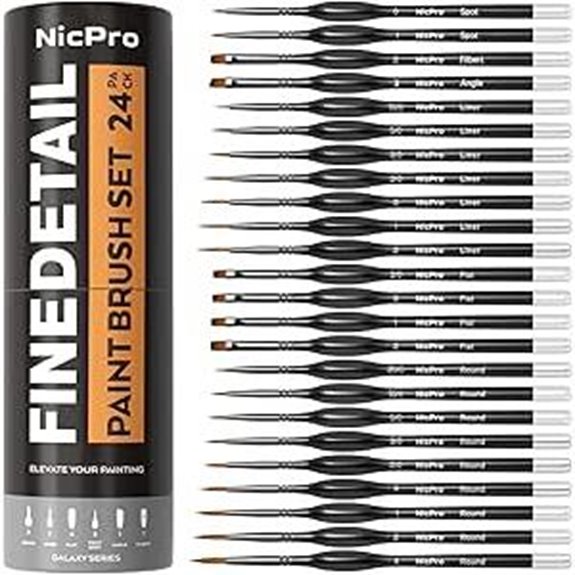 Nicpro 24-Pack Miniature Detail Paint Brushes with Case