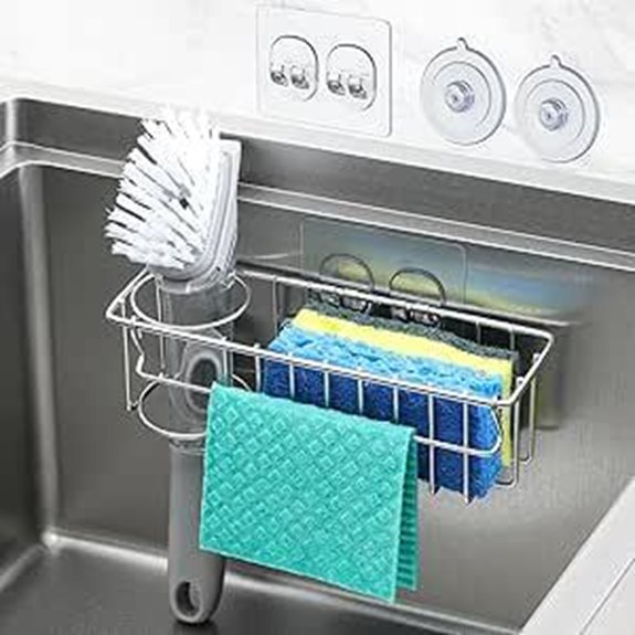 3-In-1 Sink Sponge Holder with Hooks and Caddy