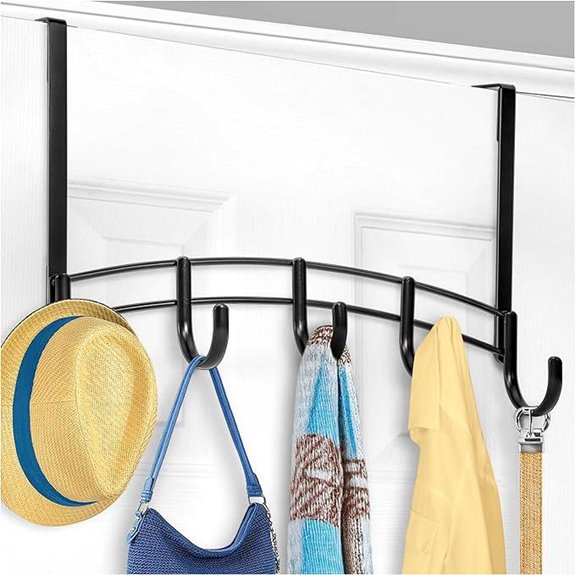 LYNK Over-Door Hooks Rack with 5 Hooks (Black)