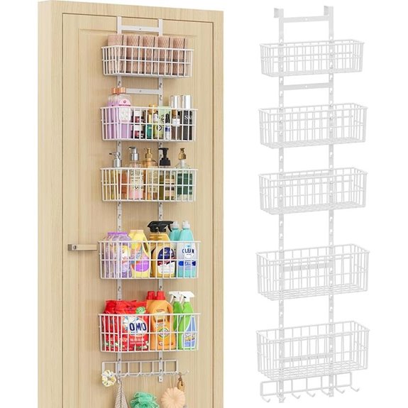 Adjustable Over-the-Door Organizer with 5 Wire Baskets