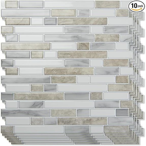 Art3d Peel-and-Stick Backsplash Tiles (Beige/White)